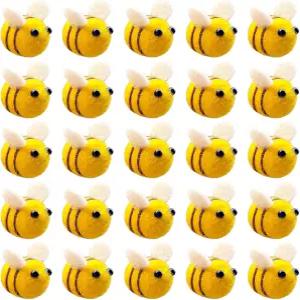 액셀레아 25Pcs 울 펠트 귀여운 꿀벌 공예 공 완벽한 룸 샤워 선물 장식 또는 의류 액세서리