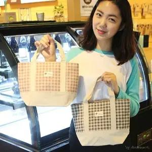 사각체크 미니 린넨 백 ECOP 004 피크닉가방 소풍가방 여행가방 미니가방 손목가방 다용도 정리함 보관함