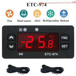 ETC-974 미니 디지털 온도 조절기 냉장고 열전대 NTC 듀얼 센서 220V