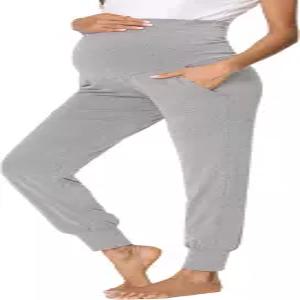 핏글램 여성 임산부 바지 오버 벨리 라운지 잠옷 옷 임신에는 주머니가 달린 조깅하는 사람이 있어야