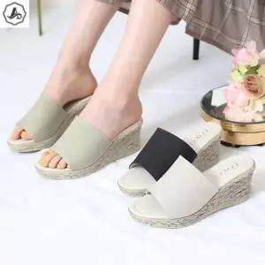 [애슬릿] 키높이 슬리퍼 마 스트랩 통굽 발편한 여름 사무실 7.5cm