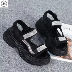 [애슬릿] 플랫폼 샌들 큐빅 더블 스트랩 라인 키높이 발편한 5cm