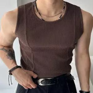[아레스]빌드업 핀턱 머슬핏 절개 슬리브리스 (4color)