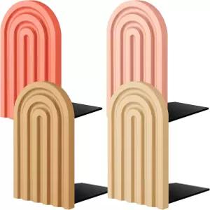 Harloon 4Pcs 보호 아치 나무 책꽂이 미끄럼 방지 금속 베이스가 있는 장식용 무지개 5x3x4 인치 책을 위한