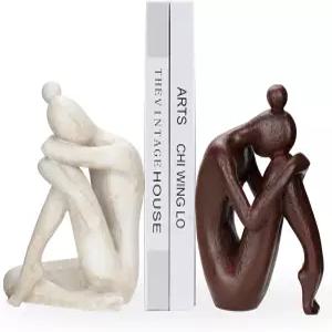 책장 장식용 북엔드 홈 오 유니크 명상 소녀상 책 모던 추상 미학 화이트
