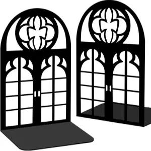 선반용 BEUNITONE 금속 북엔드 책용 빈티지 도어 윈도우 책상 정리함용 홈 데코용 성인 사무실 도서관