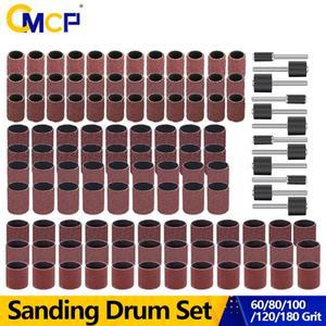 CMCP 120Pcs 샌딩 드럼 세트 60/80/120/320 전기 미니 앵글 그라인더 맨드릴용 드레멜 슬리브용 그릿