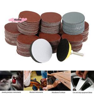 S-100Pcs 2인치 샌딩 디스크 패드 키트드릴 그라인더용 로터리 도구백커 플레이트 포함에는 80-3000 그릿