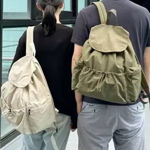 트렌디 밴딩 백팩 캐주얼 스트링 백팩 대학생 데일리 여행 학생-WFNURQH