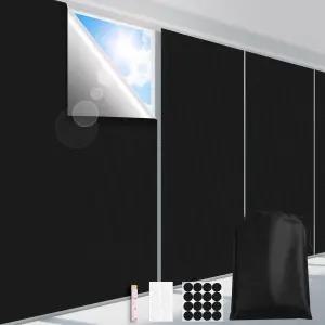 침실용 패도티 암막 커튼 휴대용 100 블랙아웃 창 커버 필름 컷테이블 음영 패브릭 시트 드릴 블라인드