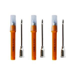 수의용 알루미늄 허브 바늘 14G X 1 1/2인치38mm 개별 칼집 상자당 100개 AN1438