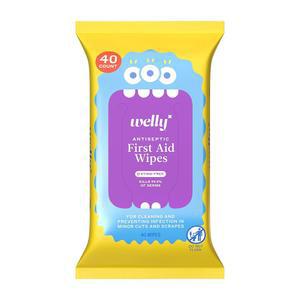 웰리 구급 소독 물티슈 40ct 가벼운 상처와 긁힘을 청소하는 침 없는 BZK 40 카운트