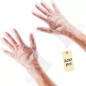 손용 파라핀 장갑 200개 가볍고 일회용이며 투명하며 누수 방지 기능이 있는 만능 플라스틱 부드럽고