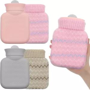 핫 앤 콜드 컴프레시용 미니 온수병 2개 커버 320ml 실리콘 전자레인지 난방병 여행용 작은 물병 그레이