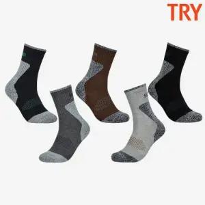 트라이 남자등산양말 스포츠양말 운동할 때 발바닥쿠션 중목 5켤레 세트