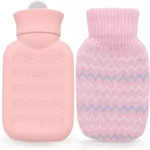 니트 커버가 있는 320ml 온수병 용 미니 온수백 허리 등 목 어깨 여성 최고의 선물용 탈착식 작은 누수