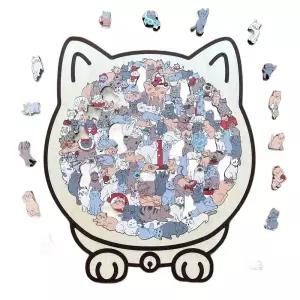블록 원목 A 액자 맞추기 237x28cm 고양이퍼즐 타입 35 원형