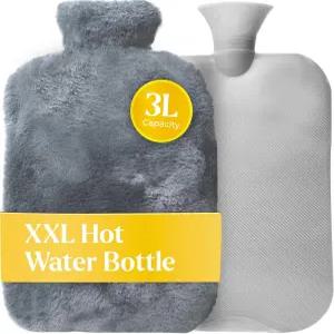 인조 모피 커버가 있는 Qomfor XXL 대형 온수병 침대 보온 경련 및 허리 을 위한 아늑한 3L 내구성 안전성
