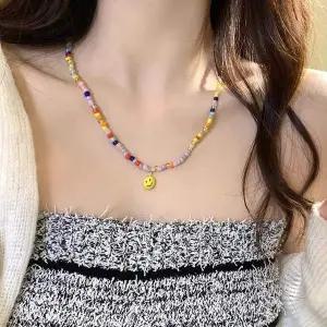 500973 캐주얼 스마일 비즈 포인트 목걸이