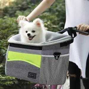 펫핏 반려견 자전거 바구니 부스터 카시트 소형견용 /고양이 /안전 로프가 달린 강아지 /반사 스트립 /양면