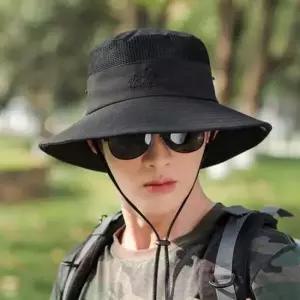 여성모자 남녀공용 사파리 등산 낚시 캠핑 야외활동 모자 끈조