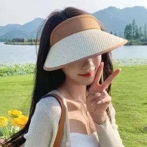 자외선 ivory 썬캡 자외선차단모자 여성 라탄 썬캡 차단 모자 썬바이저