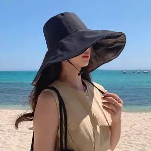 와이드챙모자 메이리 자외선차단 암막 버킷햇 블랙 바캉스모자