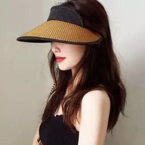 자외선차단모자 썬캡 모자 라탄 여성 베이지 썬캡