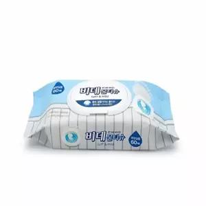 TBZ 비데 물티슈 60매 캡형 화장실용 플러셔블 휴지 변기에버리는 물에녹는티슈