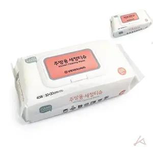 주방용 세정티슈 40매 행주티슈 주방세정제 기름때제거