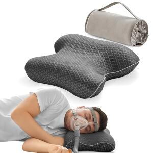 조이녹스 여행용 메모리폼 CPAP 침대 베개 모든 마스크 사용자를 위한 수납 가방이 있는 휴대용 수면 무호흡증 호텔 캠핑용 세탁 가능한 목 지지