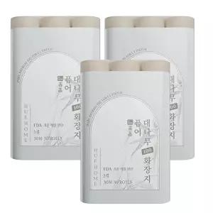 [휴홈]휴홈 퓨어 대나무 100 화장지 3겹 30m, 30롤, 3팩