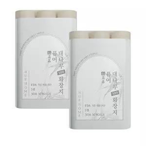 [휴홈]휴홈 퓨어 대나무 100 화장지 3겹 30m, 30롤, 2팩