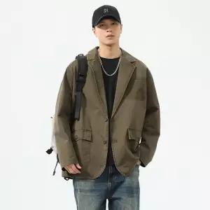 남성용 캐주얼 가을 빈티지 정장 자켓 칼라 긴팔 야상 상의 남미조 코트 DUCHI3