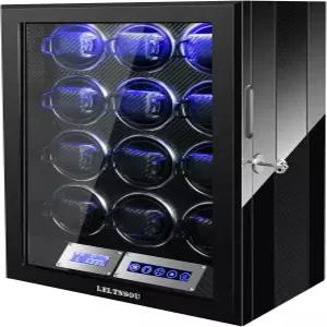 LELTNSOU 시계 와인더 2 슬롯 자동 초조용한 모터 내장 LED 조명 LCD 터치스크린 제어 기능