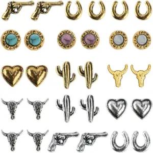 30 PCS 웨스턴 네일 매력 레트로 메탈 보이 걸 터쿼이즈 스티커 데칼 보석 장식 DIY 공예 아트 액세서리용