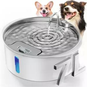 대형견을 위한 Pecktaco 개 급수대 8Gal/7L 애완동물 시야 창과 LED가 있는 물그릇 디스펜서 매우 조용하고