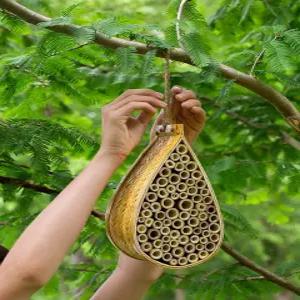 SunVara 수분 매개 꿀벌을 위한 메이슨 비 하우스 정원 가꾸기 선물 벌 호텔