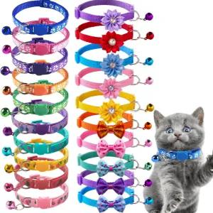벨 남자 고양이 여자 위한 나비 넥 목걸이와 함께하는 20PCS 귀여운 선물 꽃 애완동물