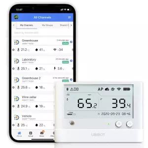 UbiBot WSPro WiFi 온도 습도 조명 모니터 정확한 감지 여러 알림 외부 프로브 확장 장치 공유 예약 보고서