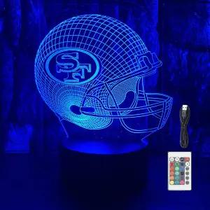 JUNNiRE 축구 헬멧 모양 3D LED 착시 릴 라이트 7가지 색상 변경 조광 USB 전원 침실 장식 테이블 램프