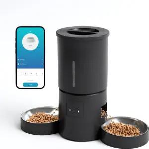 미아오식 자동 고양이 사료 공급기 2마리 듀얼 볼이 있는 24G WiFi 타임 오토 디스펜서 42L 스마트 앱 제어