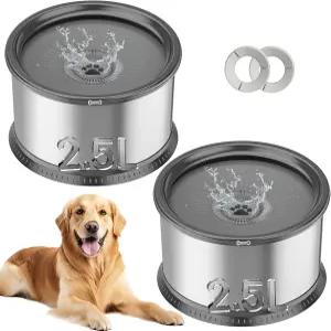 2PCS 25L 노 스필 개 물그릇 84 소형견용 스테인리스 스틸 슬로우 엉성한 지저분한 음주자와 고양이를 위한