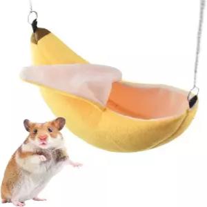 ISMARTEN 바나나 침대 집 작은 동물을 위한 해먹 따뜻한 슈가 글라이더 햄스터 새 애완동물을 케 둥지