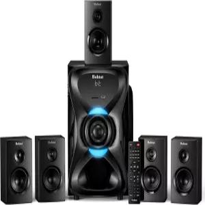 밥토 서라운드 사운드 시스템 무선 후방 위성 스피커 - 1000W 피크 딥 베이스 8인치 서브우퍼 5.1/2.1 채널