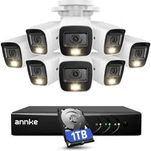 ANNKE 홈 유선 카메라 시스템 오디오 포함 8CH 3K 라이트 H.265 AI DVR 1TB 하드 드라이브 듀얼 인체/차량
