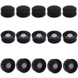 KKUANG 15PCS 28mm 블랙 플라스틱 밀폐 나사 캡 미끄럼 방지 실 필수 오일 병 데일리 화학 식품 화장품