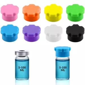 재사용 가능한 5-100ml 유리 바이알 보호 캡 누수 방지 및 방진 간편한 정리 분류를 위한 8가지 색상 커버