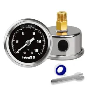 AetralYB 05Psi 인라인 압력 게 2인치 다이얼 8인치 NPT 백 마운트 글리세린 충전 IP67 방수 스테인리스