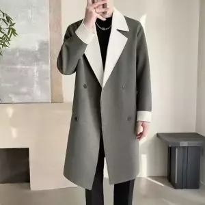 키체샵 남성 가을 캐주얼 정장 자켓 트렌치코트 배색 코트 HO3